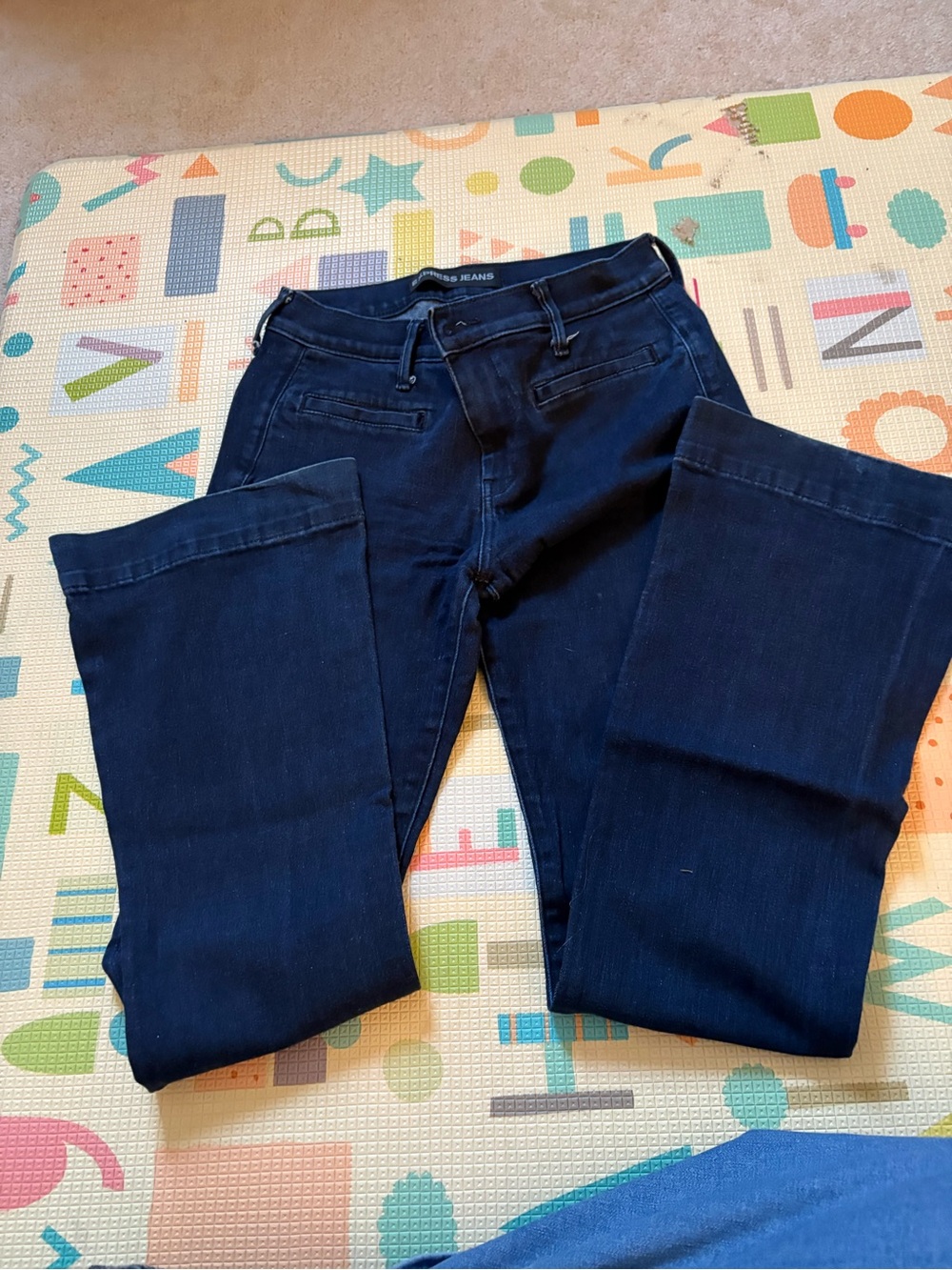 Express Dark Blue Flare Jeans - Wide Leg